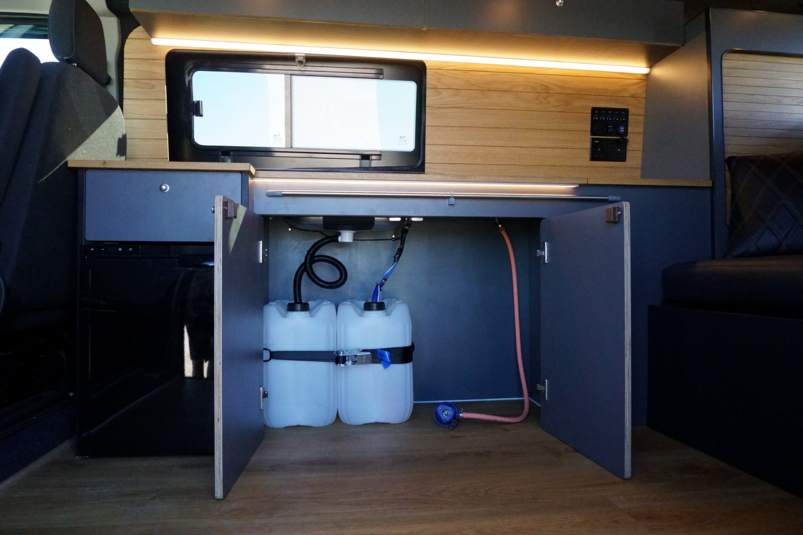 Coastal Weekender water storage and plumbing detail