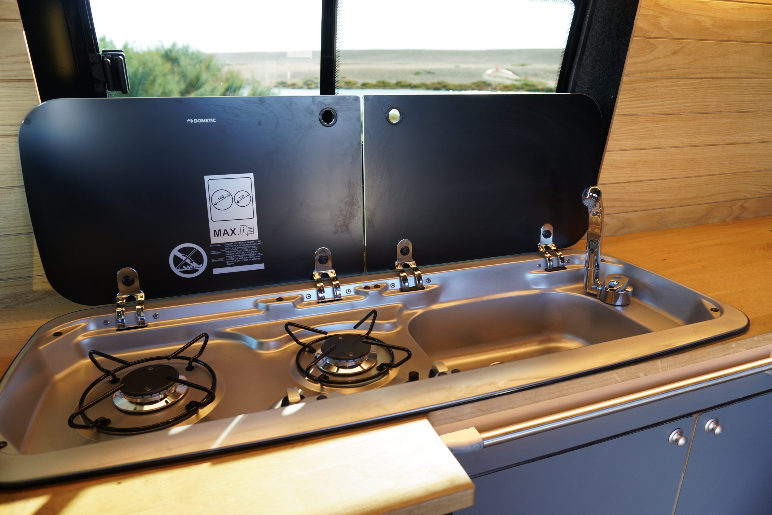 Coastal Weekender kitchen sink and hob detail